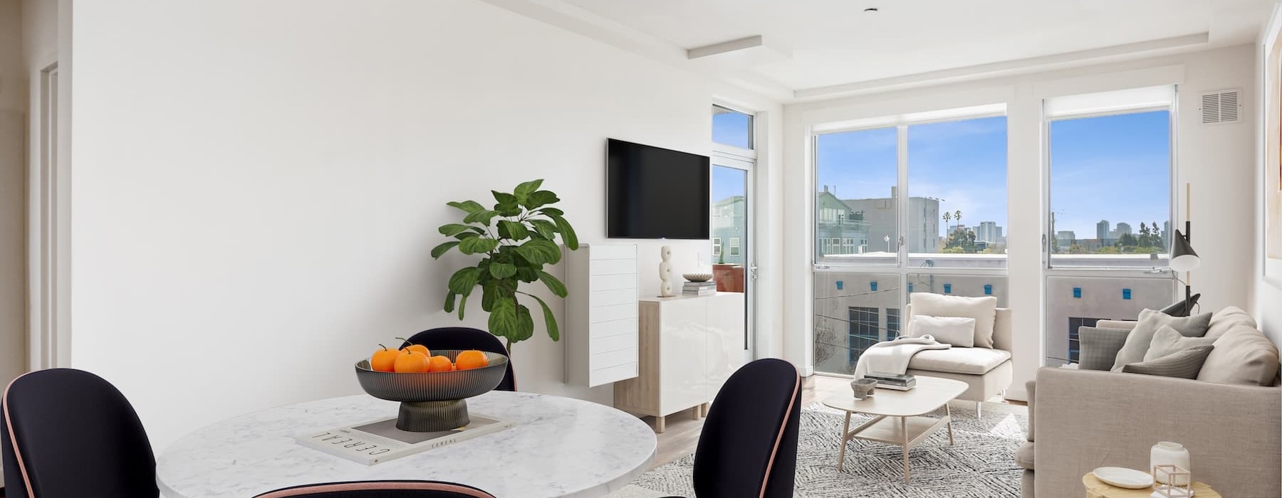 open-concept living area with connected kitchen
